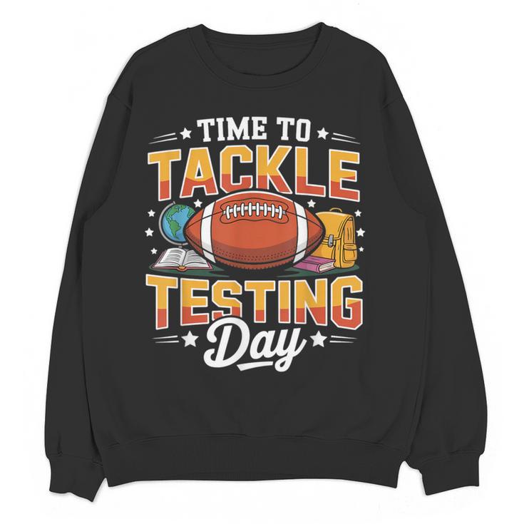 Test Day State Football Tackle Testing Day Sports Teacher Women Crewneck Sweatshirt, novelty gifts, funny gifts