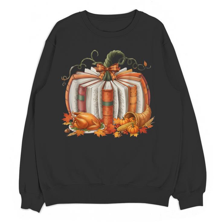 Thanksgiving Book Pumpkin Reading Teachers Fall Lovers Boys Women Crewneck Sweatshirt, novelty gifts, funny gifts Thanksgiving Book Pumpkin Reading Teachers Fall Lovers Boys Women Crewneck Sweatshirt, novelty gifts, funny gifts
