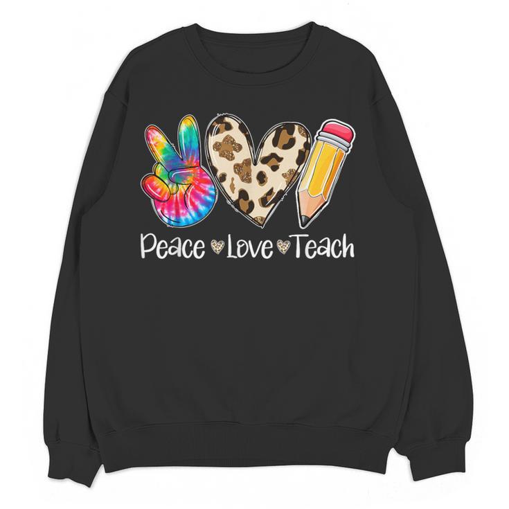 Tie Dye Hippie Peace Love Teach Teacher Appreciation Women Crewneck Sweatshirt, novelty gifts, funny gifts Tie Dye Hippie Peace Love Teach Teacher Appreciation Women Crewneck Sweatshirt, novelty gifts, funny gifts