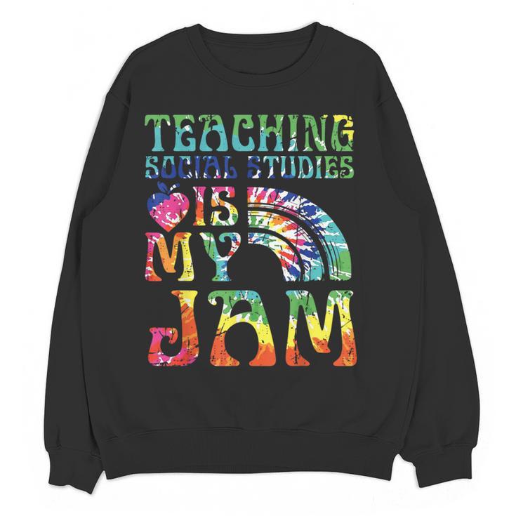 Tie Dye Teaching Social Studies Is My Jam Sunglasses Teacher Women Crewneck Sweatshirt, novelty gifts, funny gifts Tie Dye Teaching Social Studies Is My Jam Sunglasses Teacher Women Crewneck Sweatshirt, novelty gifts, funny gifts