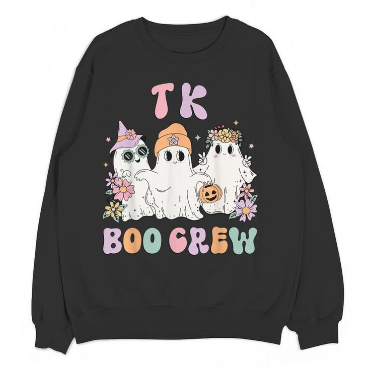 TK Boo Crew Retro Groovy Halloween Floral Ghost TK Teacher Women Crewneck Sweatshirt, novelty gifts, funny gifts TK Boo Crew Retro Groovy Halloween Floral Ghost TK Teacher Women Crewneck Sweatshirt, novelty gifts, funny gifts