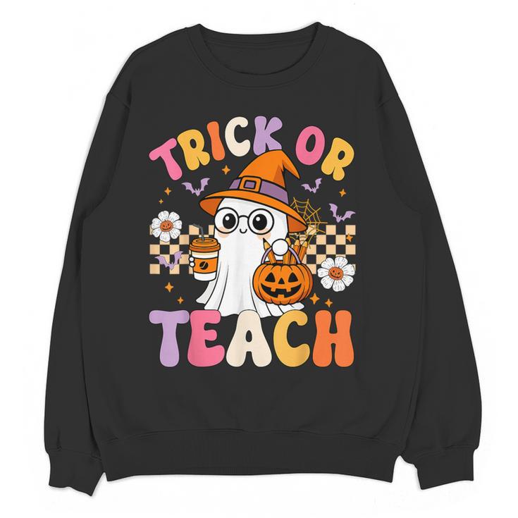 Trick Or Teach Cute Ghost Coffee Pumpkins Halloween Teacher Women Crewneck Sweatshirt, novelty gifts, funny gifts Trick Or Teach Cute Ghost Coffee Pumpkins Halloween Teacher Women Crewneck Sweatshirt, novelty gifts, funny gifts