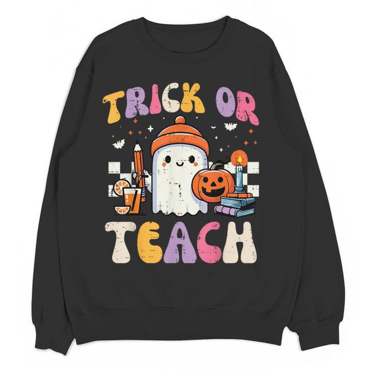 Trick Or Teach Ghost Teacher School Halloween Men Women Women Crewneck Sweatshirt, novelty gifts, funny gifts Trick Or Teach Ghost Teacher School Halloween Men Women Women Crewneck Sweatshirt, novelty gifts, funny gifts