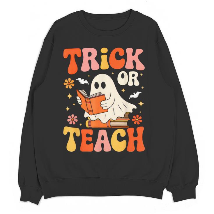 Trick Or Teach Halloween Shirt For Teacher Kids Floral Ghost Women Crewneck Sweatshirt, novelty gifts, funny gifts Trick Or Teach Halloween Shirt For Teacher Kids Floral Ghost Women Crewneck Sweatshirt, novelty gifts, funny gifts