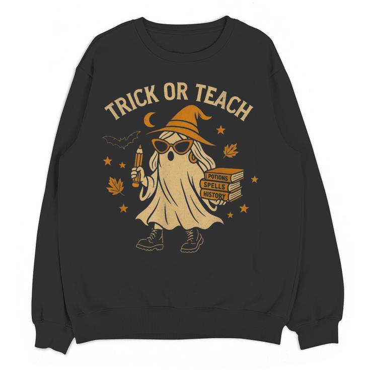 Trick Or Teach Halloween Teacher Women Crewneck Sweatshirt, novelty gifts, funny gifts Trick Or Teach Halloween Teacher Women Crewneck Sweatshirt, novelty gifts, funny gifts