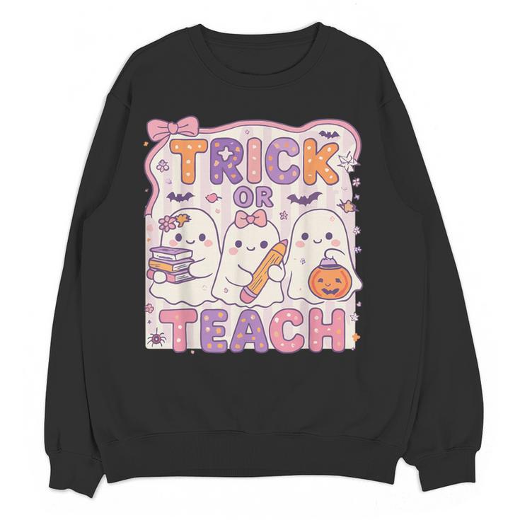 Trick Or Teach Retro Halloween Teacher Look Women Crewneck Sweatshirt, novelty gifts, funny gifts Trick Or Teach Retro Halloween Teacher Look Women Crewneck Sweatshirt, novelty gifts, funny gifts