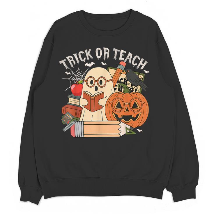 Trick Or Teach Retro Halloween Teacher Women Men Costume Women Crewneck Sweatshirt, novelty gifts, funny gifts Trick Or Teach Retro Halloween Teacher Women Men Costume Women Crewneck Sweatshirt, novelty gifts, funny gifts