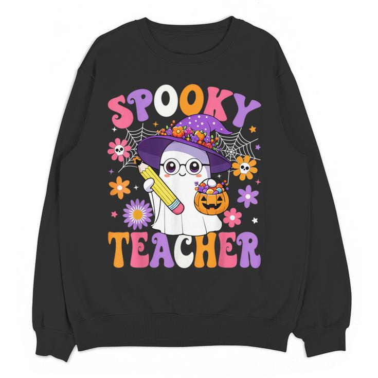 Trick Or Teach Spooky Teacher Ghost Halloween Teacher Women Crewneck Sweatshirt, novelty gifts, funny gifts Trick Or Teach Spooky Teacher Ghost Halloween Teacher Women Crewneck Sweatshirt, novelty gifts, funny gifts