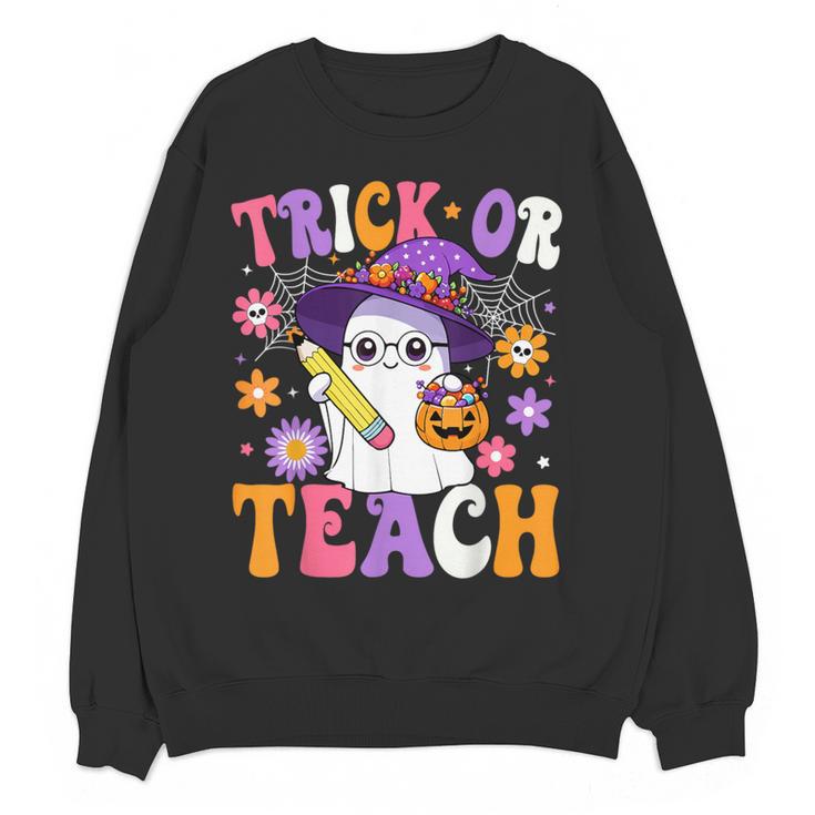Trick Or Teach Teacher Ghost Teaching Fun Halloween Teacher Women Crewneck Sweatshirt, novelty gifts, funny gifts Trick Or Teach Teacher Ghost Teaching Fun Halloween Teacher Women Crewneck Sweatshirt, novelty gifts, funny gifts