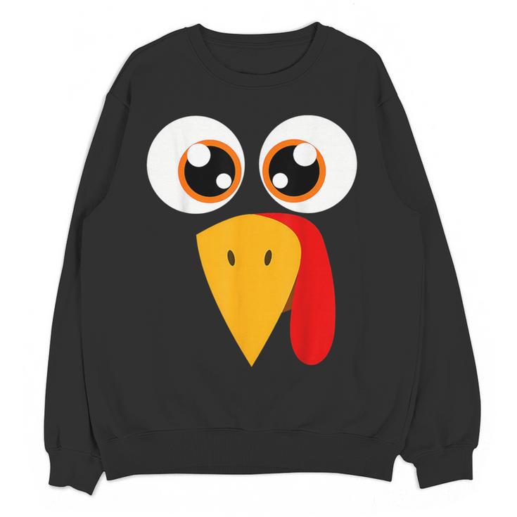 Turkey Face Halloween Costume Thanksgiving Teacher Nurse Women Crewneck Sweatshirt, novelty gifts, funny gifts
