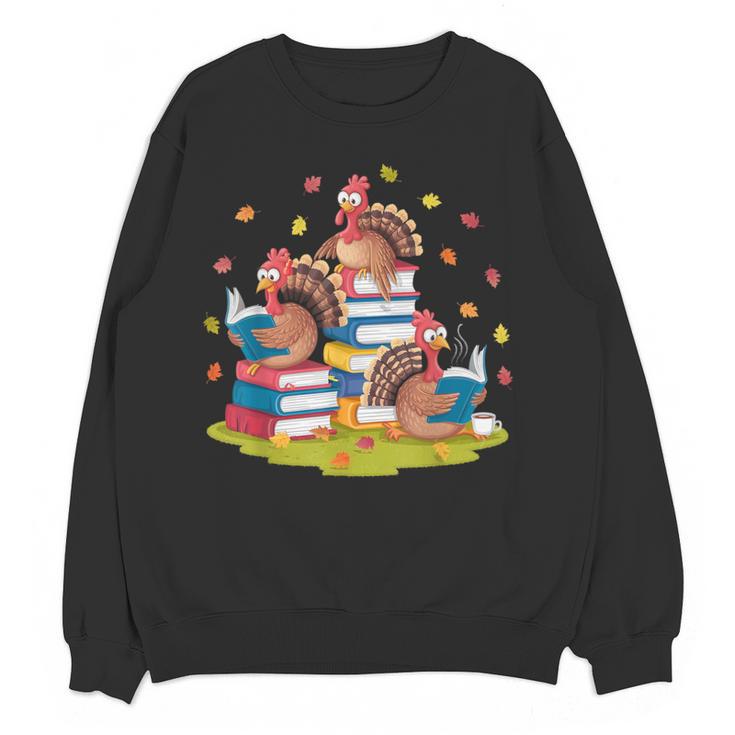 Turkey Reading Books Fall Season Thanksgiving Teacher Book Women Crewneck Sweatshirt, novelty gifts, funny gifts Turkey Reading Books Fall Season Thanksgiving Teacher Book Women Crewneck Sweatshirt, novelty gifts, funny gifts
