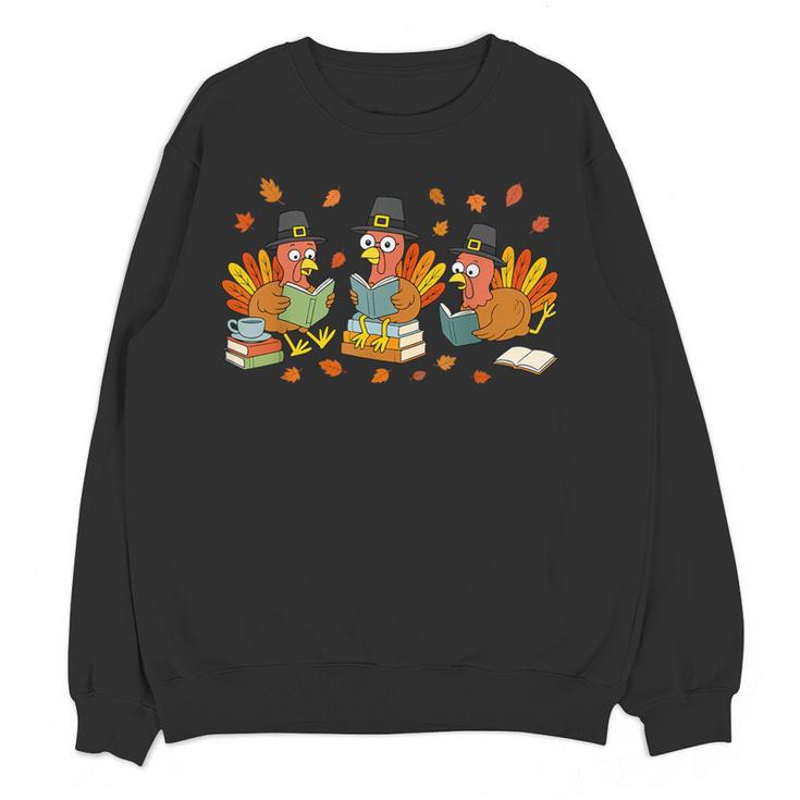 Turkey Reading Books Fall Thanksgiving Teacher Student Women Crewneck Sweatshirt, novelty gifts, funny gifts Turkey Reading Books Fall Thanksgiving Teacher Student Women Crewneck Sweatshirt, novelty gifts, funny gifts