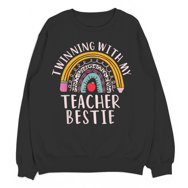 Twinning With My Teacher Bestie Spirit Week Girls Day Kids Women Crewneck Sweatshirt, novelty gifts, funny gifts Twinning With My Teacher Bestie Spirit Week Girls Day Kids Women Crewneck Sweatshirt, novelty gifts, funny gifts