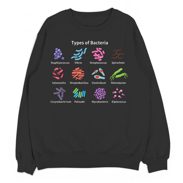 Types Of Bacteria Microbiologist Biology Science Teacher Women Crewneck Sweatshirt, novelty gifts, funny gifts Types Of Bacteria Microbiologist Biology Science Teacher Women Crewneck Sweatshirt, novelty gifts, funny gifts