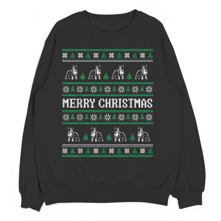Ugly Sweater Boston Terrier Dog Christmas Dog Lover Xmas Men Women Kids Women Crewneck Sweatshirt, novelty gifts, funny gifts