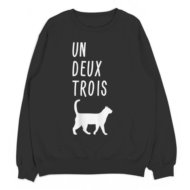 Un Deux Trois Cat Shirt French Teacher Women Crewneck Sweatshirt, novelty gifts, funny gifts