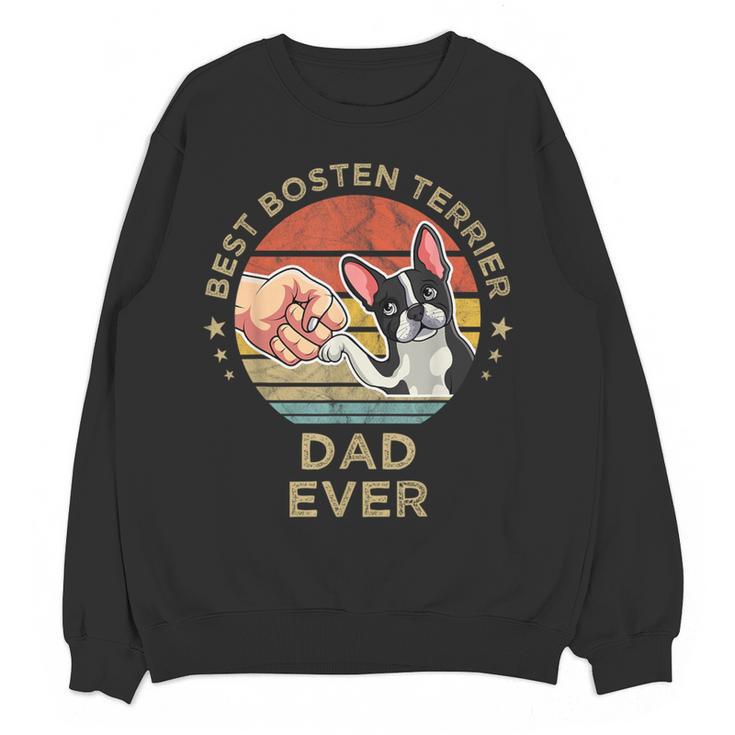 Vintage Best Boston Terrier Dad Ever Dog Father Father's Day Men Girls Kids Women Crewneck Sweatshirt, novelty gifts, funny gifts