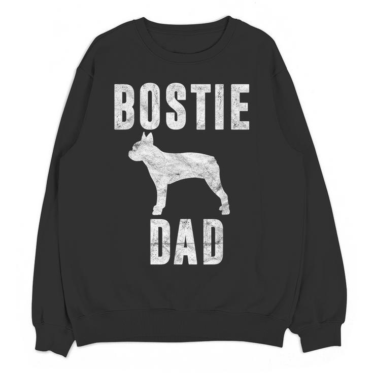 Vintage Boston Terrier Dad Dog Daddy Bostie Father Women Crewneck Sweatshirt, novelty gifts, funny gifts