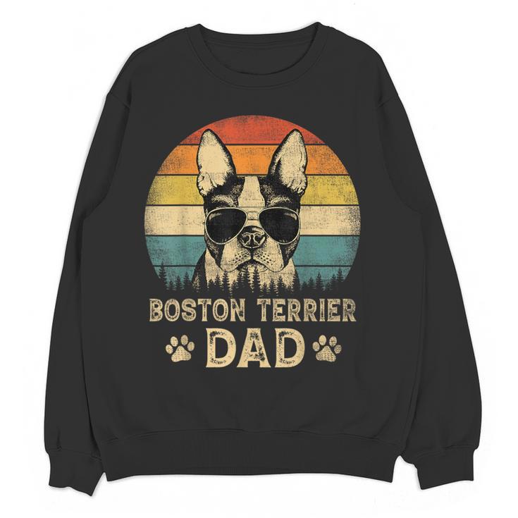 Vintage Boston Terrier Dad Dog Lovers Father's Day Tee Women Crewneck Sweatshirt, novelty gifts, funny gifts