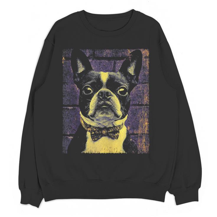 Vintage Boston Terrier Dog Women Crewneck Sweatshirt, novelty gifts, funny gifts