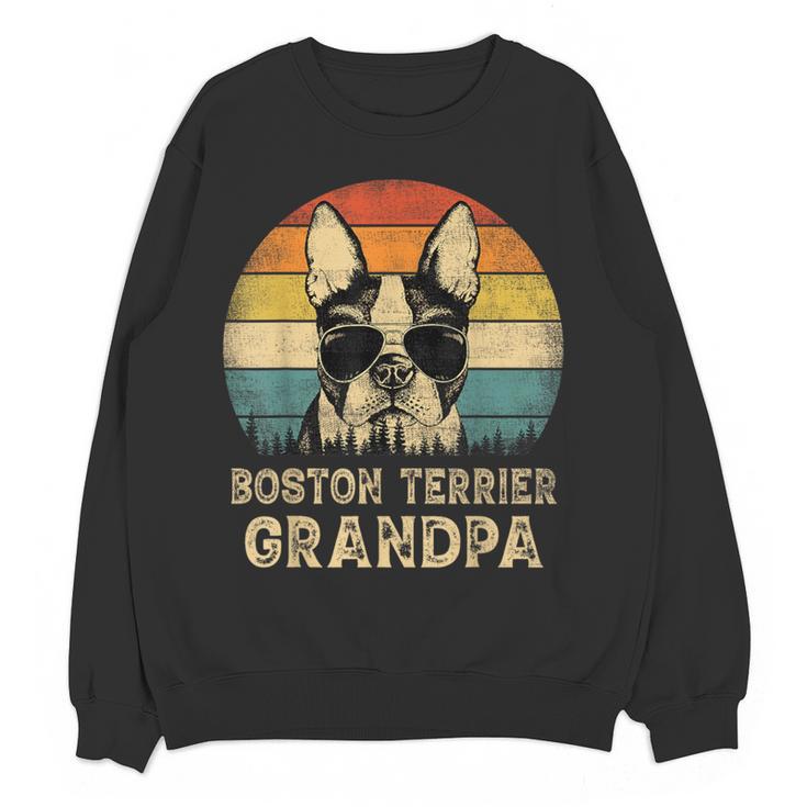 Vintage Boston Terrier Grandpa Dog Lovers Father's Day Women Crewneck Sweatshirt, novelty gifts, funny gifts