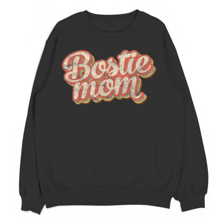 Vintage Boston Terrier Mom Dog Lover Pet Bostie Mama Men Women Girls Kids Women Crewneck Sweatshirt, novelty gifts, funny gifts