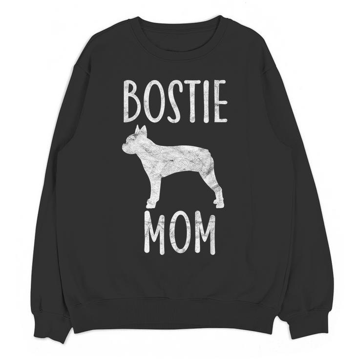 Vintage Boston Terrier Mom Dog Owner Bostie Mother Women Crewneck Sweatshirt, novelty gifts, funny gifts