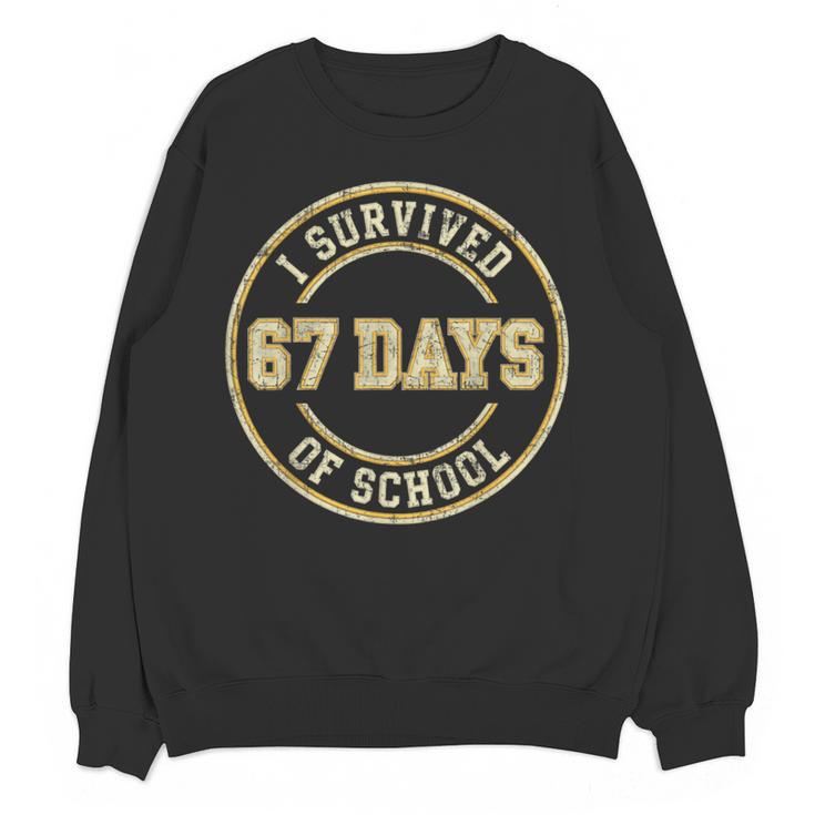 Vintage I Survived 67 Days Of School Teachers Students Women Crewneck Sweatshirt, novelty gifts, funny gifts Vintage I Survived 67 Days Of School Teachers Students Women Crewneck Sweatshirt, novelty gifts, funny gifts