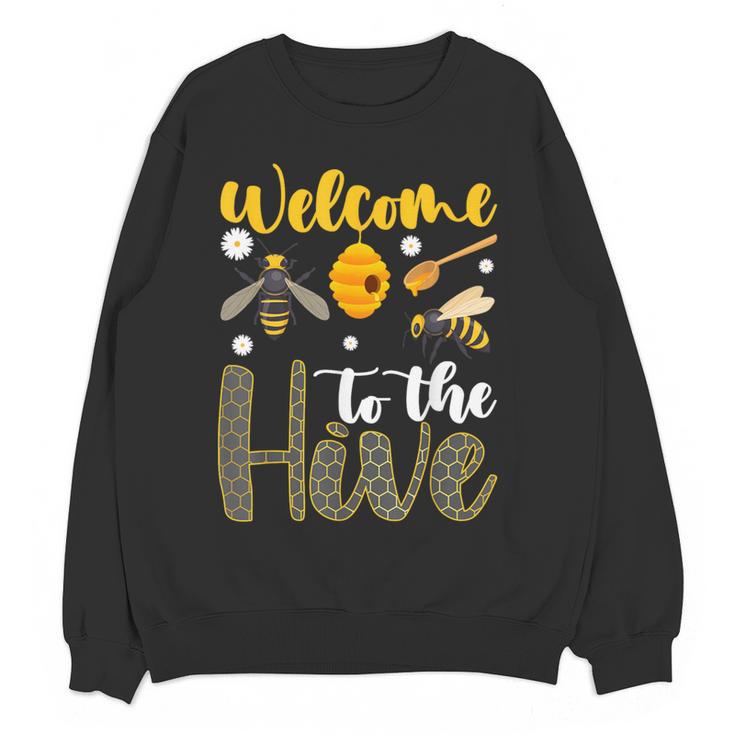 Welcome To The Hive Bee Teacher Back To School Women Crewneck Sweatshirt, novelty gifts, funny gifts