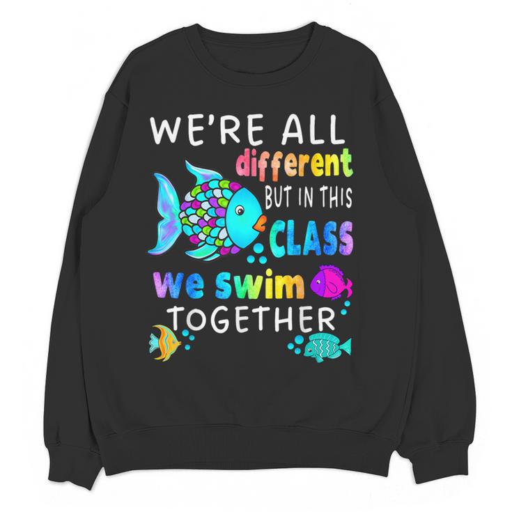 We'Re All Different But We Swim Together Elementary Teacher Women Crewneck Sweatshirt, novelty gifts, funny gifts We'Re All Different But We Swim Together Elementary Teacher Women Crewneck Sweatshirt, novelty gifts, funny gifts