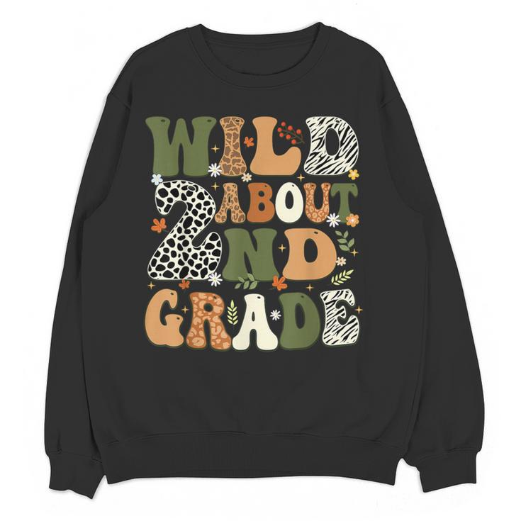 Wild About 2nd Grade Teacher Student First Day Of School Women Crewneck Sweatshirt, novelty gifts, funny gifts