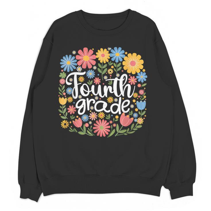 Wildflower 4th Fourth Grade Floral Back To School Teacher Women Crewneck Sweatshirt, novelty gifts, funny gifts