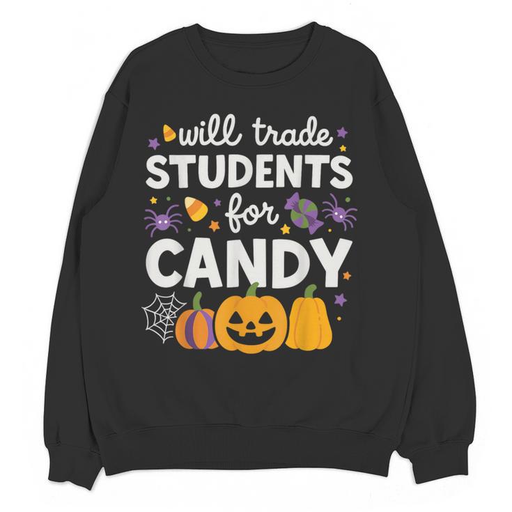 Will Trade Students For Candy Teacher Cute Halloween Women Crewneck Sweatshirt, novelty gifts, funny gifts Will Trade Students For Candy Teacher Cute Halloween Women Crewneck Sweatshirt, novelty gifts, funny gifts