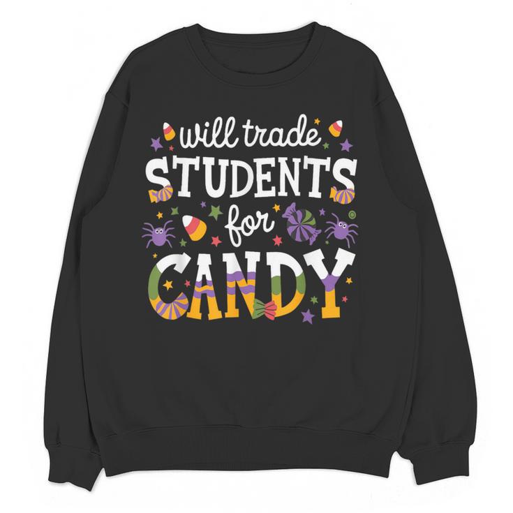 Will Trade Students For Candy Teacher Halloween Costume Tee Women Crewneck Sweatshirt, novelty gifts, funny gifts Will Trade Students For Candy Teacher Halloween Costume Tee Women Crewneck Sweatshirt, novelty gifts, funny gifts
