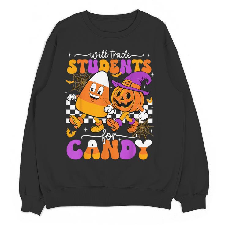 Will Trade Students For Candy Teacher Halloween Women Crewneck Sweatshirt, novelty gifts, funny gifts Will Trade Students For Candy Teacher Halloween Women Crewneck Sweatshirt, novelty gifts, funny gifts