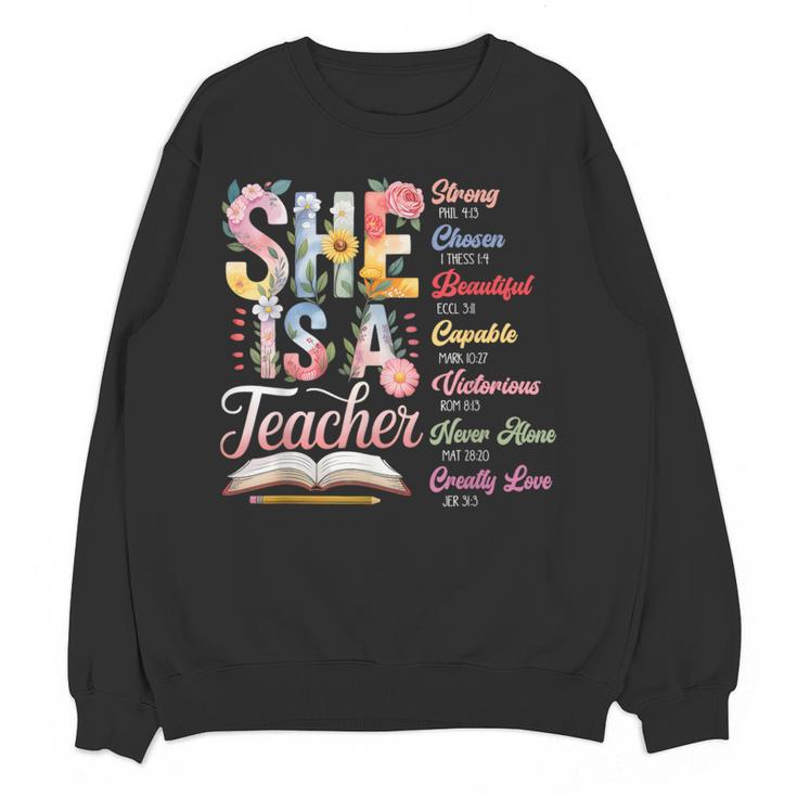 Women Bible Verse Christian Teacher God Says Back To School Women Crewneck Sweatshirt, novelty gifts, funny gifts