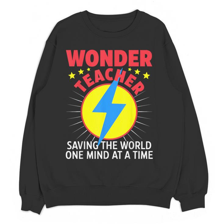 Wonder Teacher Costume Shirt Teacher Halloween Costume Men Women Women Crewneck Sweatshirt, novelty gifts, funny gifts