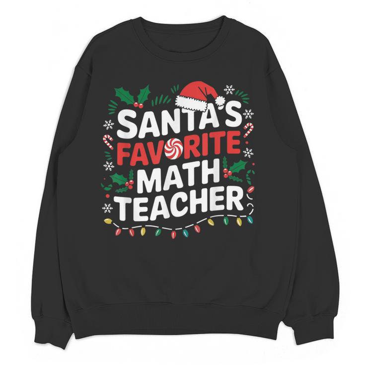 Xmas Lighting Santa's Favorite Math Teacher Christmas Women Crewneck Sweatshirt, novelty gifts, funny gifts