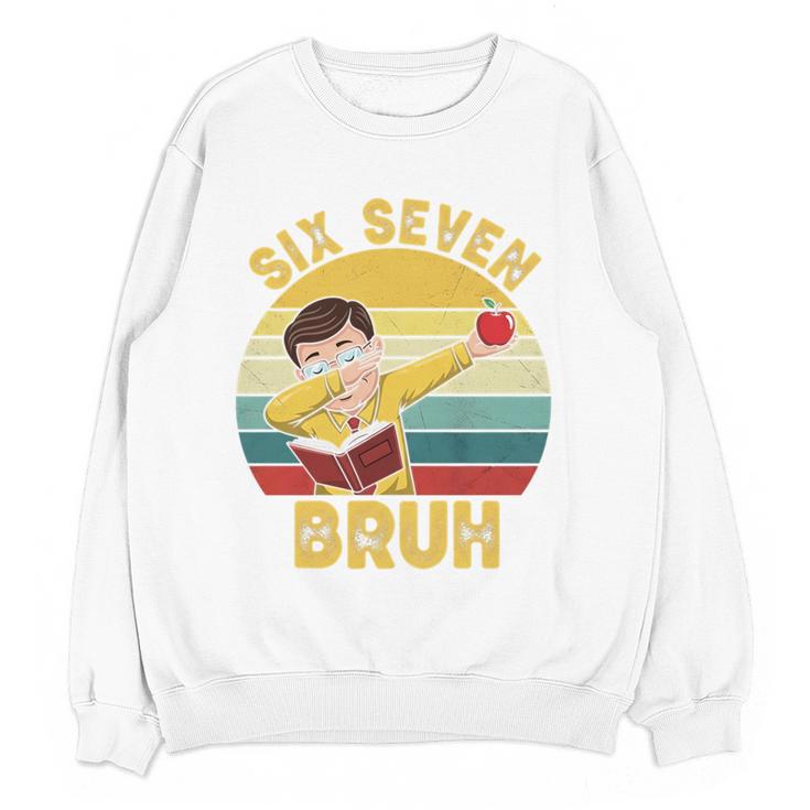 67 Meme Six Seven Bruh Retro Dabbing Teacher School Women Crewneck Sweatshirt, novelty gifts, funny gifts 67 Meme Six Seven Bruh Retro Dabbing Teacher School Women Crewneck Sweatshirt, novelty gifts, funny gifts