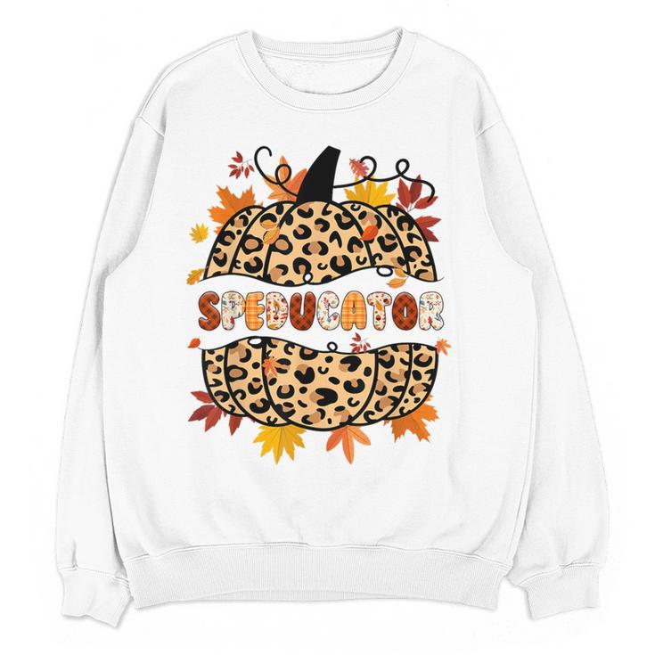Autumn Fall SPED ED Teacher Thankful Grateful Pumpkin Retro Women Crewneck Sweatshirt, novelty gifts, funny gifts