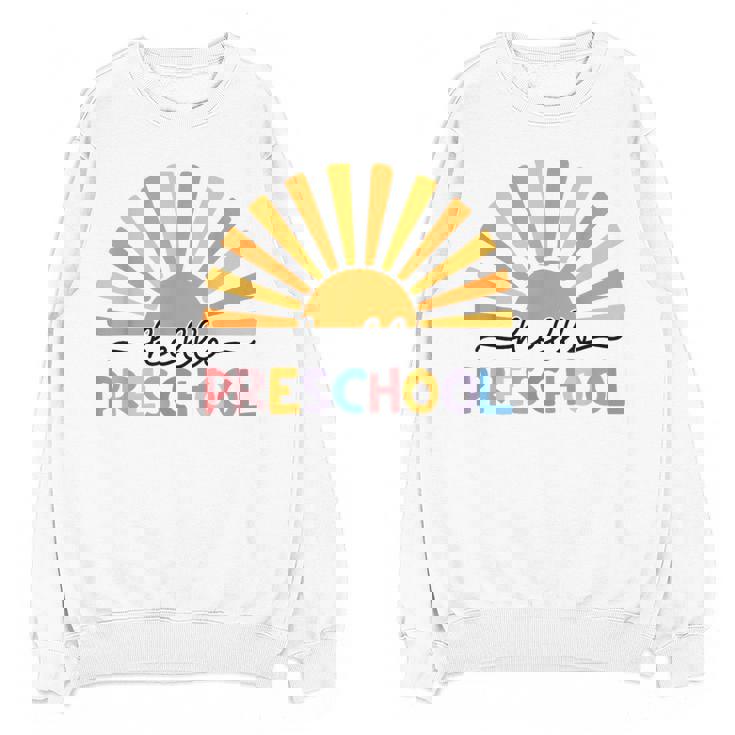 Back To School Hello Preschool For Kids Teacher Women Women Crewneck Sweatshirt, novelty gifts, funny gifts