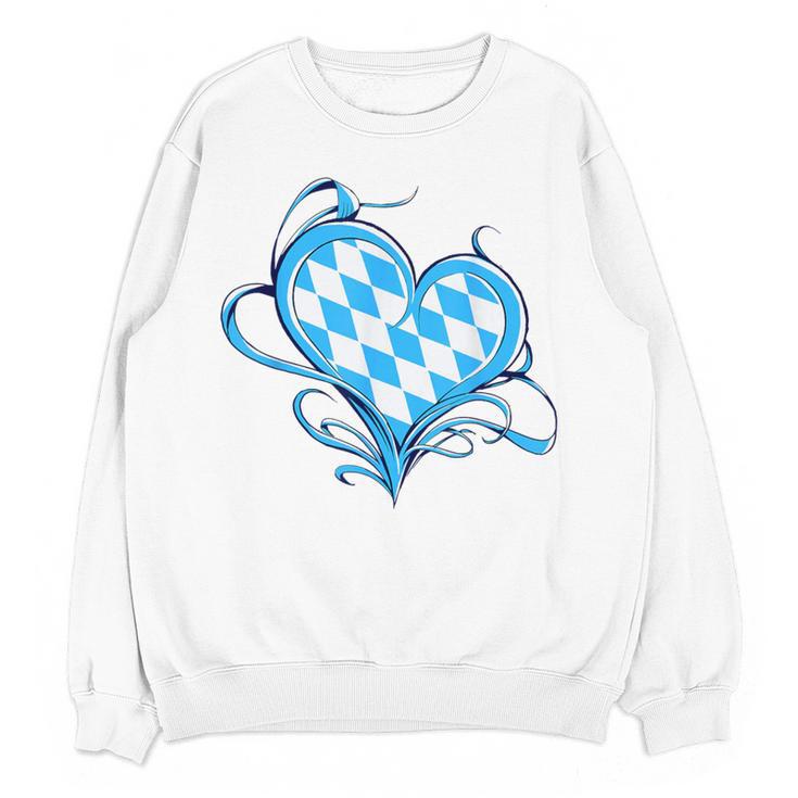 Bavarian Flag As Heart Blue Diamond Bavaria Women Crewneck Sweatshirt, novelty gifts, funny gifts