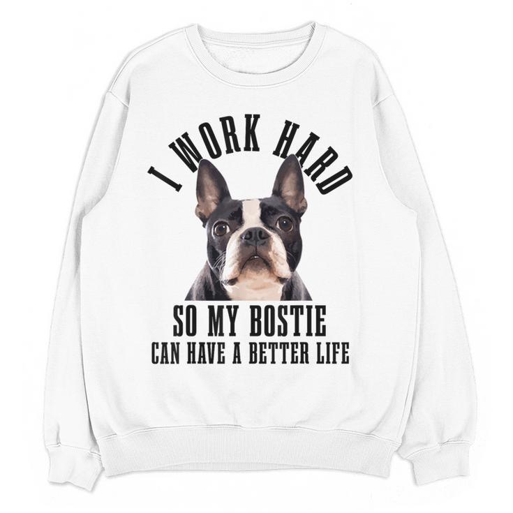 Bostie Mama Dog Dad Boston Terrier For Men Women Women Crewneck Sweatshirt, novelty gifts, funny gifts