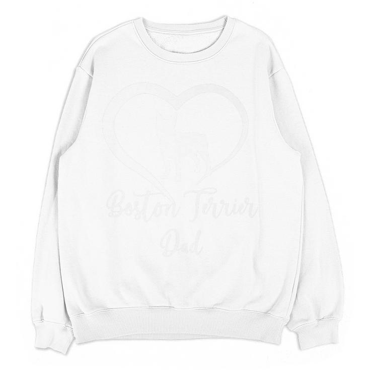Boston Terrier Dad Cute Boston Terrier Silhouette Heart Premium Women Crewneck Sweatshirt, novelty gifts, funny gifts