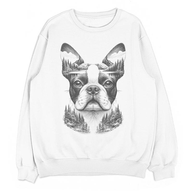 Boston Terrier Dog Bostie Nature Memorial Idea Men Women Women Crewneck Sweatshirt, novelty gifts, funny gifts