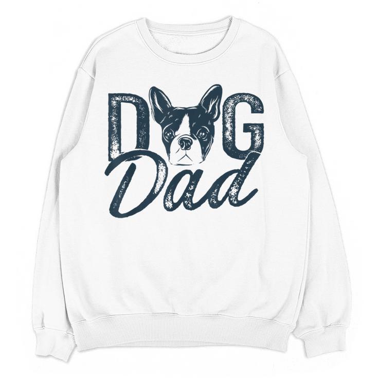 Boston Terrier Dog Dad Women Crewneck Sweatshirt, novelty gifts, funny gifts