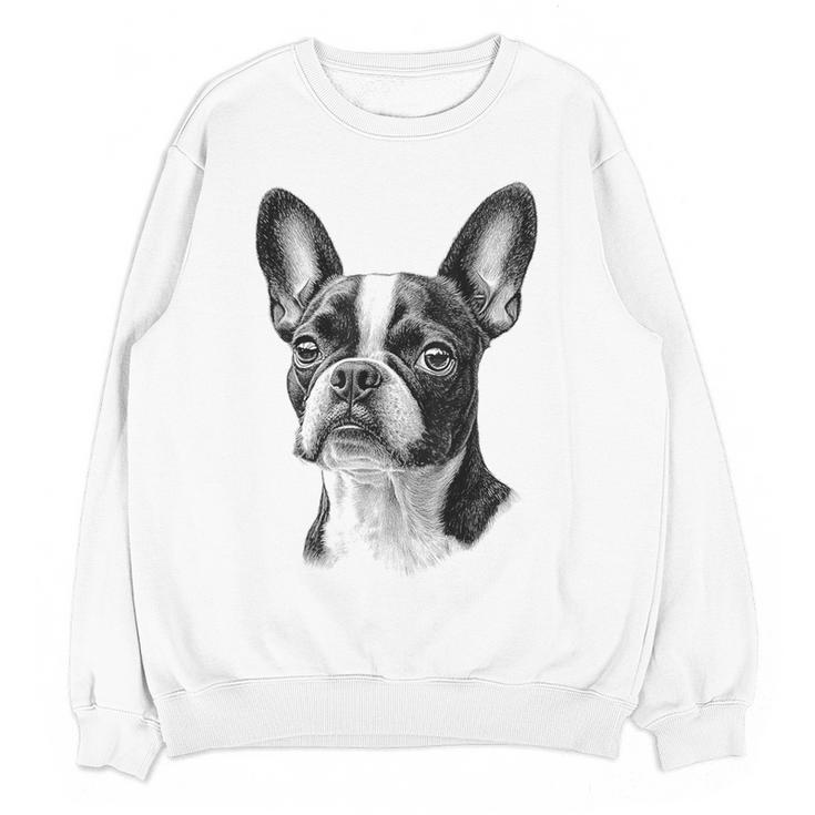 Boston Terrier Dog Motif Pet Illustration Boston Terrier For Men Women Kids Women Crewneck Sweatshirt, novelty gifts, funny gifts