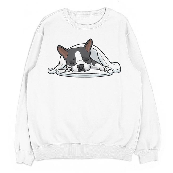 Boston Terrier Dog Official Sleeping Men Women Girls Kids Women Crewneck Sweatshirt, novelty gifts, funny gifts