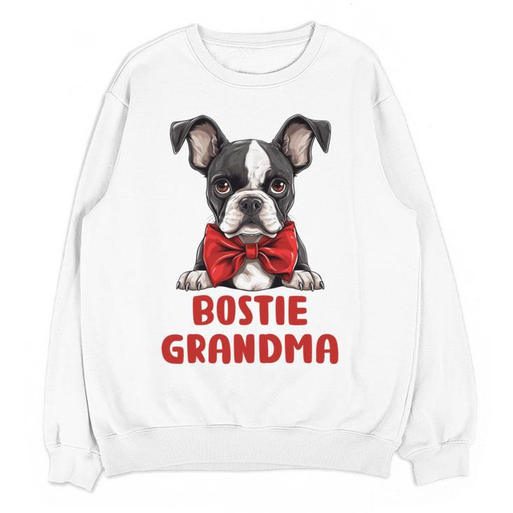 Boston Terrier Grandma Dog Lovers Puppy Bostie Owner Women Crewneck Sweatshirt, novelty gifts, funny gifts