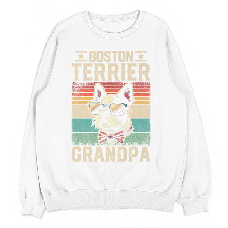 Boston Terrier Grandpa Dog Lover Father's Day Premium Women Crewneck Sweatshirt, novelty gifts, funny gifts